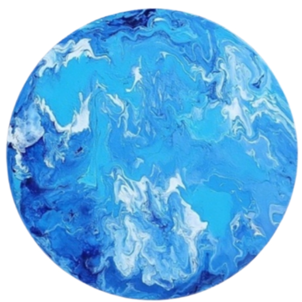 Hand Crafted Blue and White Abstract Design Round 12 x 12 Inches Canvas Picture - Picture 4 of 4